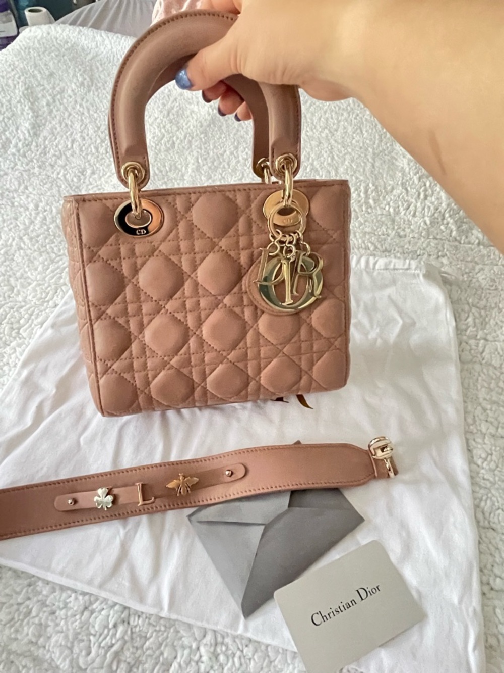 Dior abc Lady Dior Fard small Quilted Leather Top-Handle Bag - Picture 11 of 16